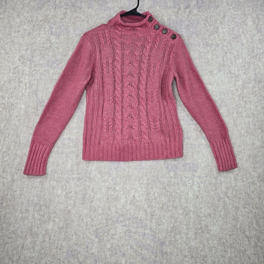 St. Johns Bay Womens Pink Cable Knit Pullover Sweater Size PS Acrylic